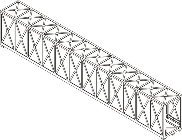 Art.-Nr. H1121: Fachwerk-Kastenbrücke 1-gleisig resedagrün, Länge 537mm, NEUHEIT
