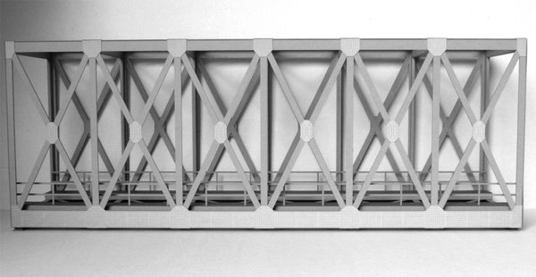 Art.-Nr. O4531: Fachwerk-Kastenbrücke 1-gleisig graphitgrau Spur 0m, NEUHEIT