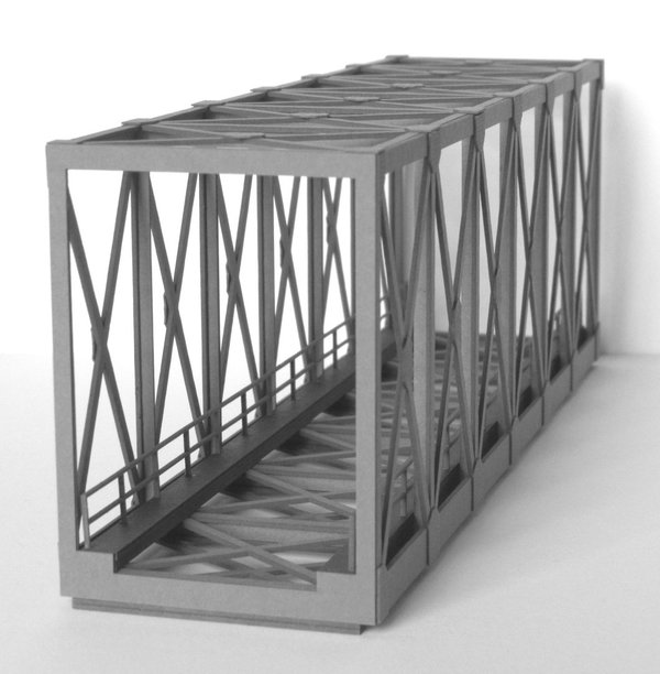 Art.-Nr. T4511: Fachwerk-Kastenbrücke 1-gleisig graphitgrau, NEUHEIT
