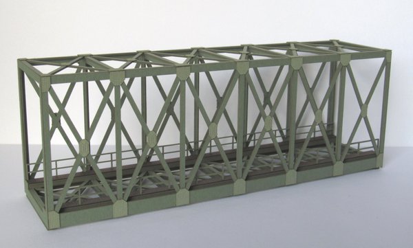 Art.-Nr. T4501m: Fachwerk-Kastenbrücke 1-gleisig resedagrün, FERTIGMODELL